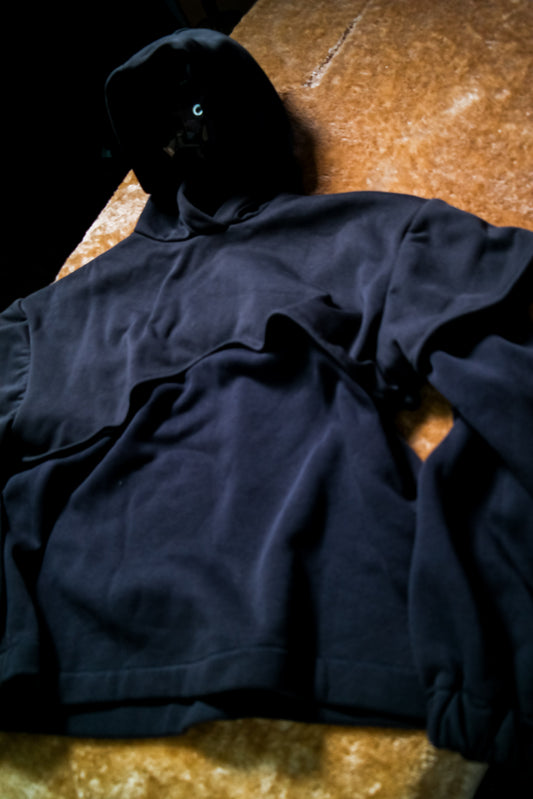 Antrasit cyberpunk tasarım kapüşonlu oversıze hoodie sweat